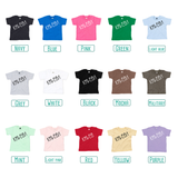 Colour options for baby or toddler shirts with short sleeves by KMLeon.