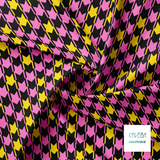 Irregular pink and yellow houndstooth fabric