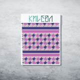 Purple and pink houndstooth and stripes fabric
