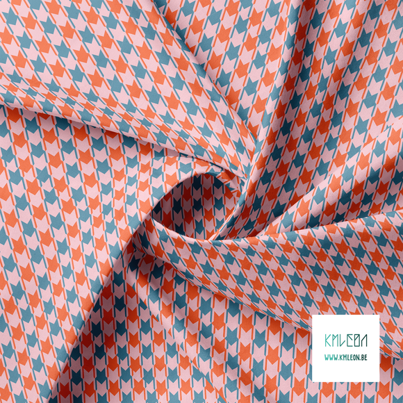 Blue and orange houndstooth fabric