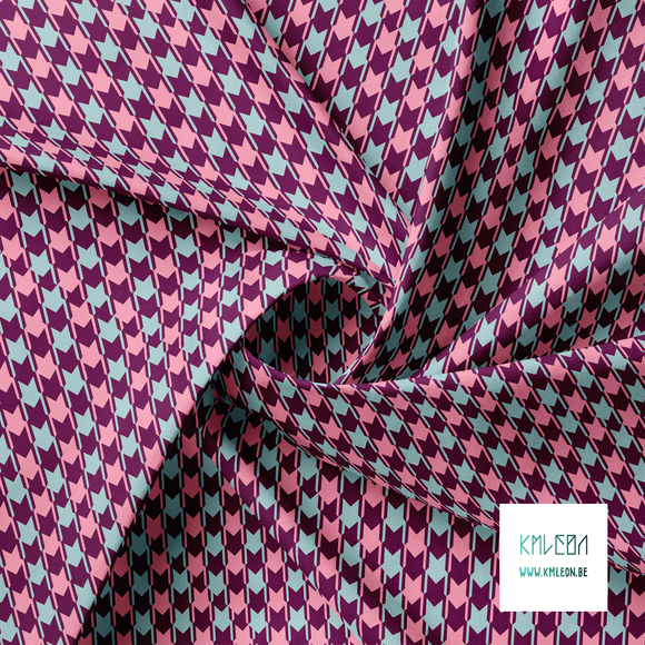 Pink and light blue houndstooth fabric
