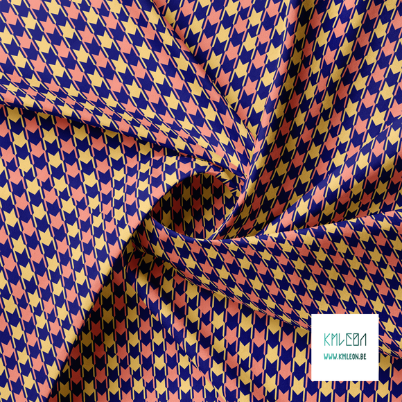 Yellow and pink houndstooth fabric