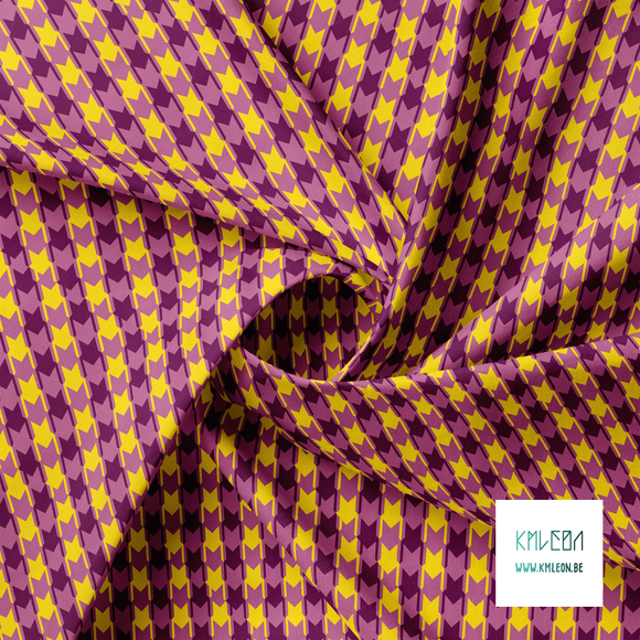 Purple and yellow houndstooth fabric