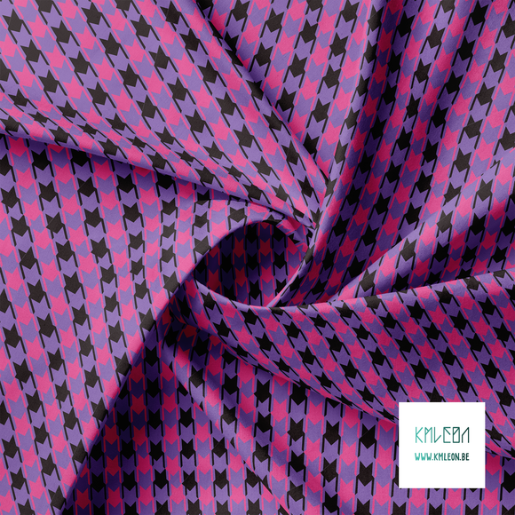 Black and pink houndstooth fabric