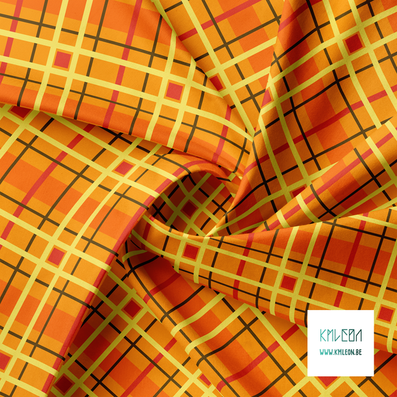 Yellow, red and brown plaid fabric