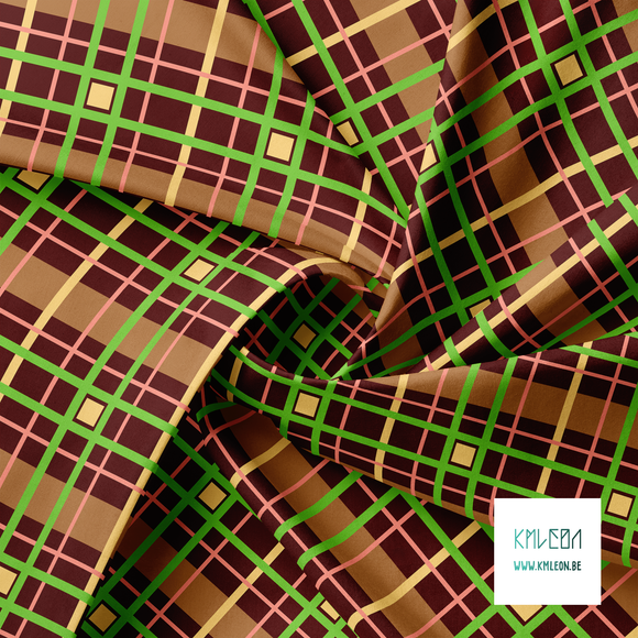Green, pink and yellow plaid fabric