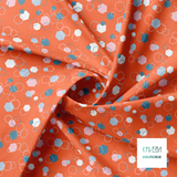 Random white, blue and pink octagons fabric