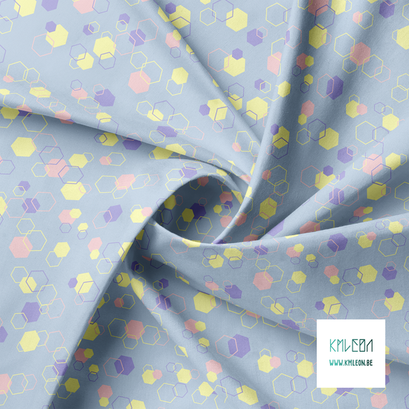 Random pink, yellow and purple octagons fabric