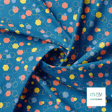 Random yellow, blue and pink octagons fabric