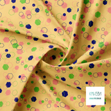 Random blue, green and pink octagons fabric