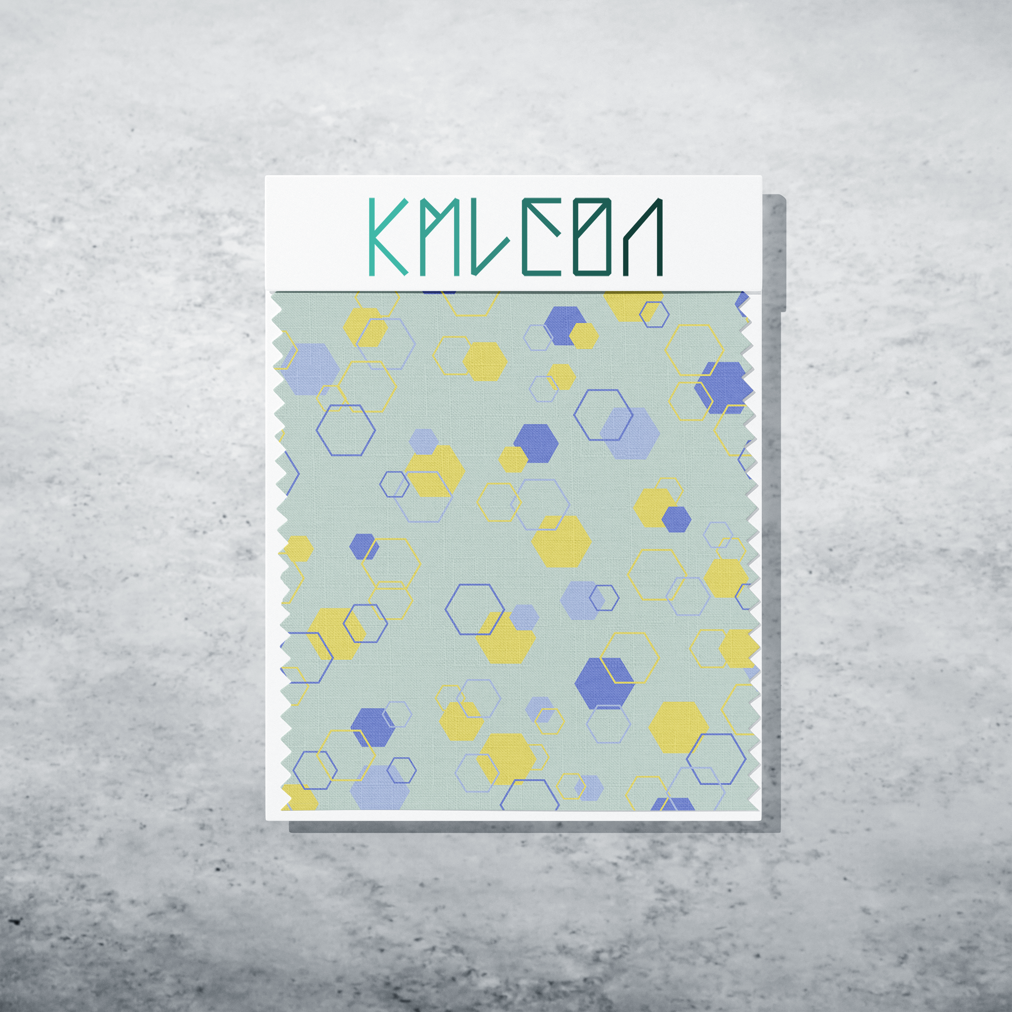 Random yellow and periwinkle octagons fabric