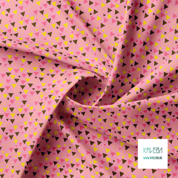 Pink, yellow and brown triangles fabric