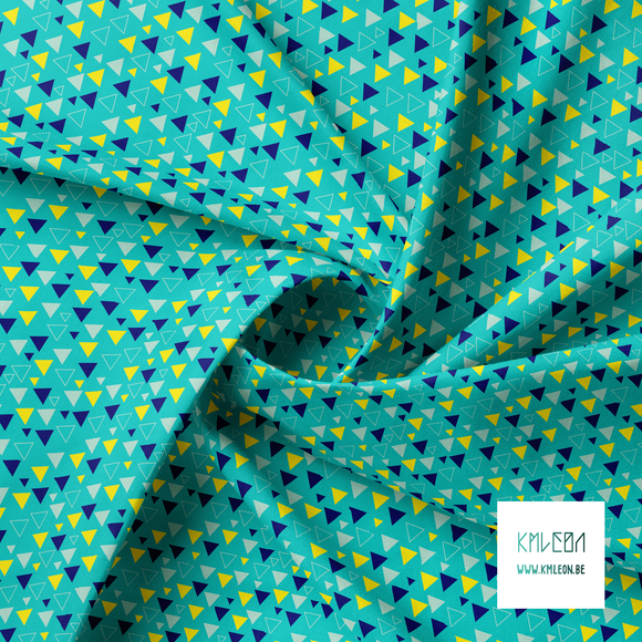 Mint green, yellow and blue triangles fabric