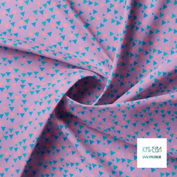 Teal, pink and blue triangles fabric