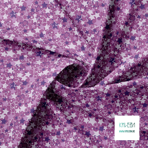 Purple random stars fabric