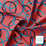 Blue, black and teal interlocking rings fabric