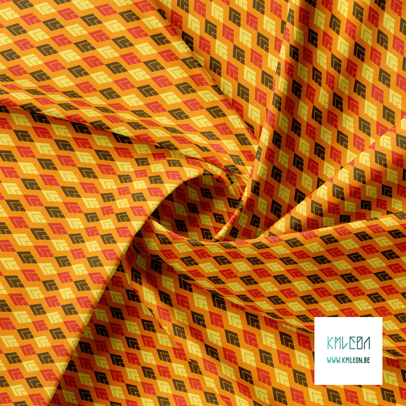 Red, yellow and brown diamonds fabric