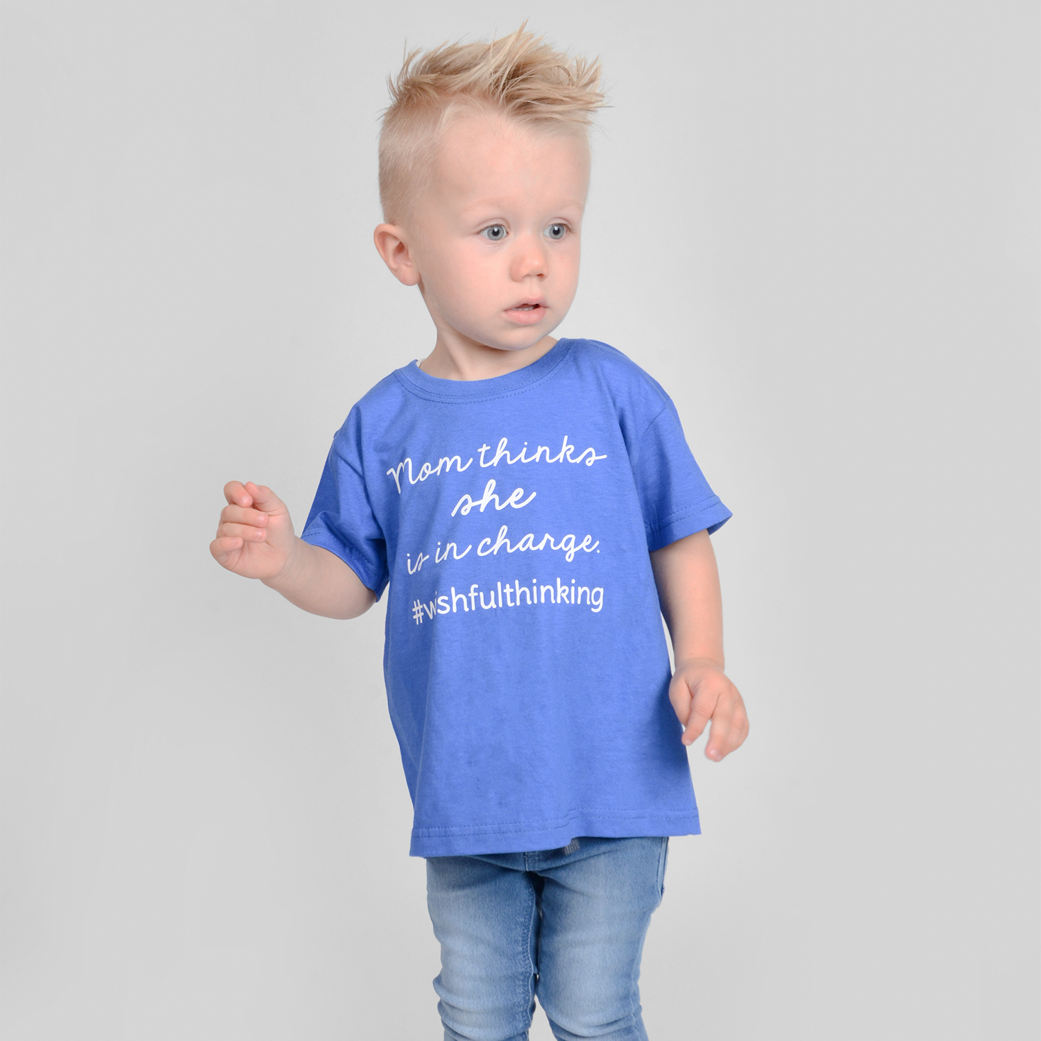 'Mom thinks she is in charge' kids shortsleeve shirt