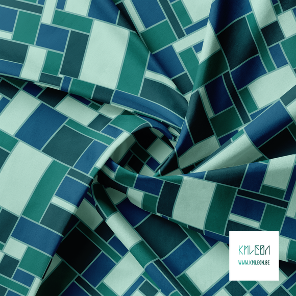 Green and blue rectangles fabric