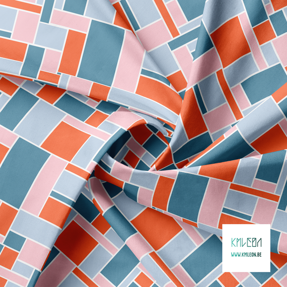 Orange, pink and blue rectangles fabric