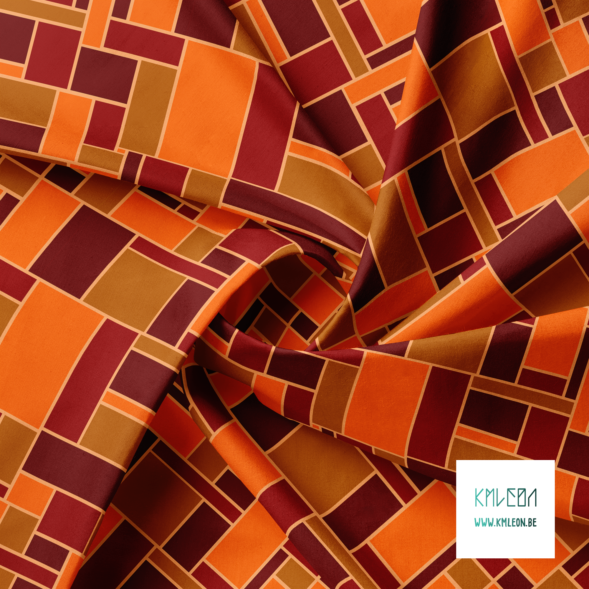 Orange and brown rectangles fabric