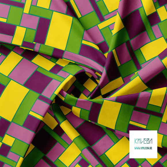 Pink, purple, green and yellow rectangles fabric