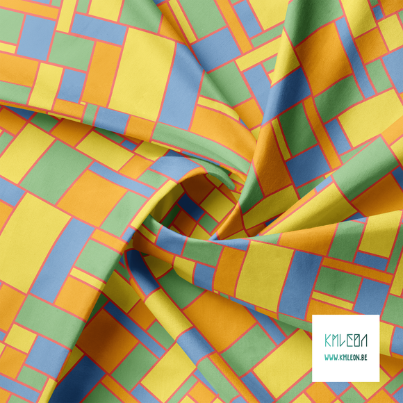 Orange, yellow, green and blue rectangles fabric