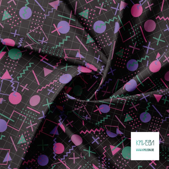 Purple, pink and green geometric shapes fabric