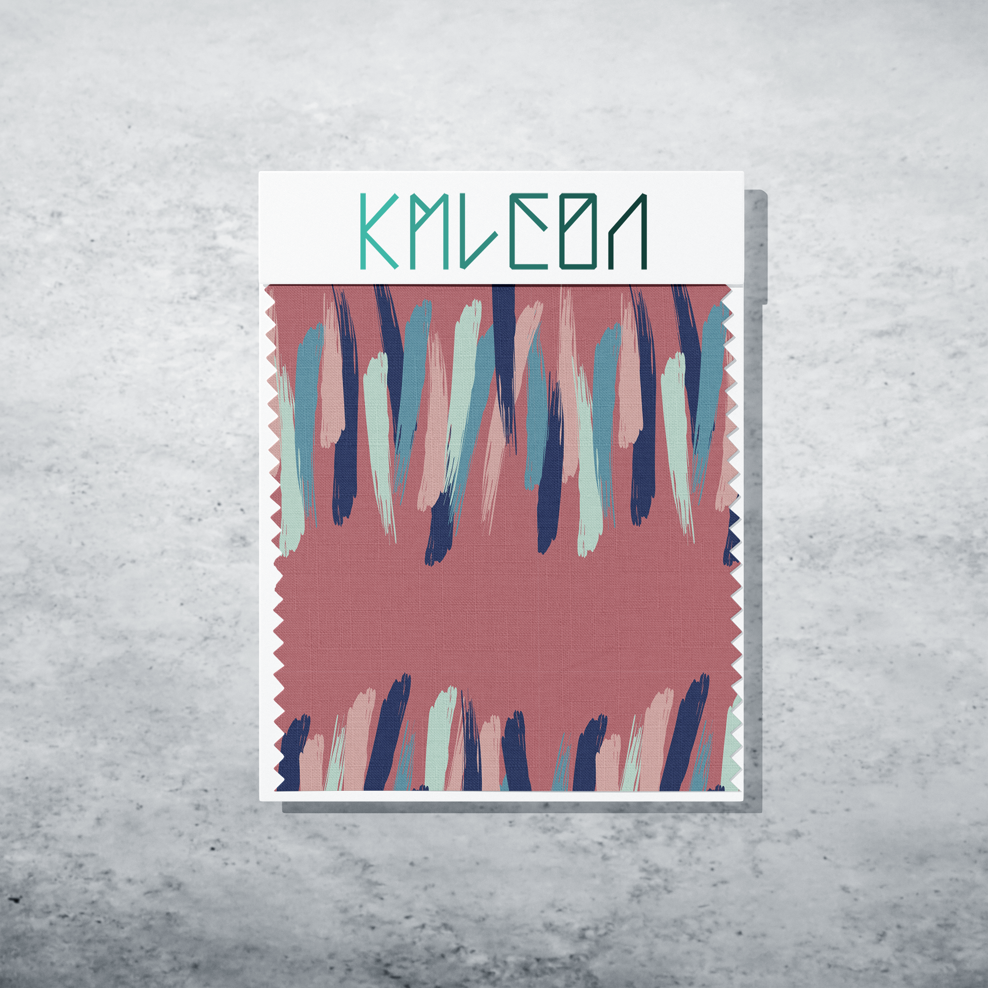 Pink, navy, teal and mint green brush strokes fabric