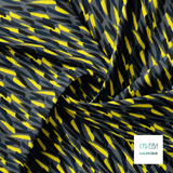 Yellow, black and dark teal brush strokes fabric