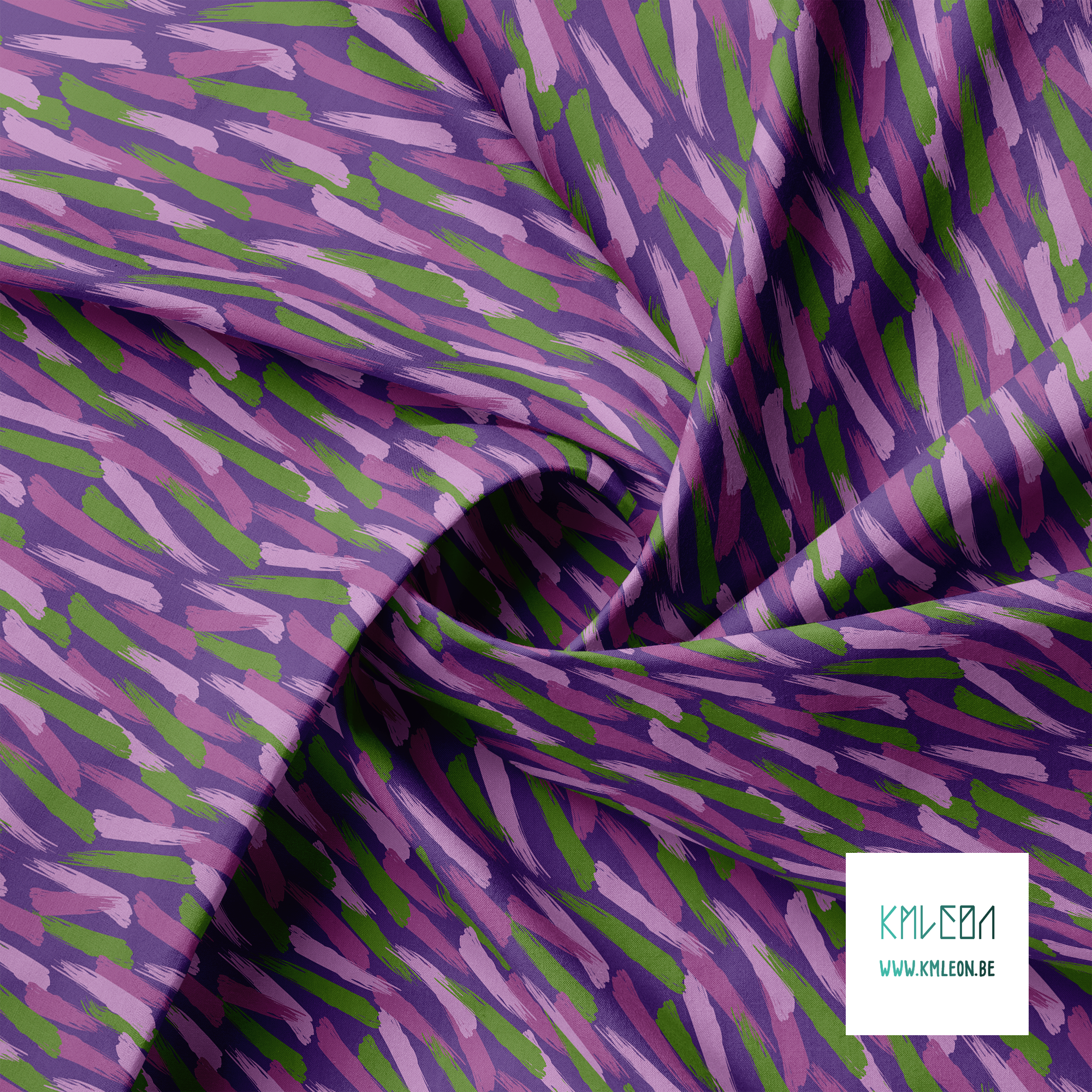 Purple and green brush strokes fabric