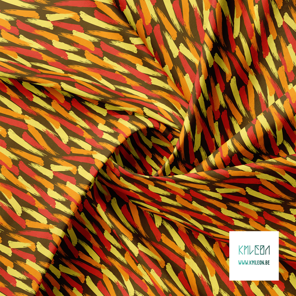 Yellow, red and orange brush strokes fabric