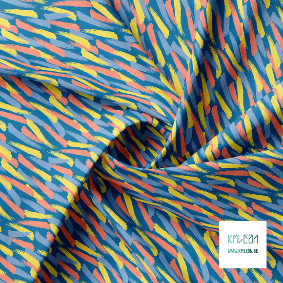 Yellow, pink and blue brush strokes fabric