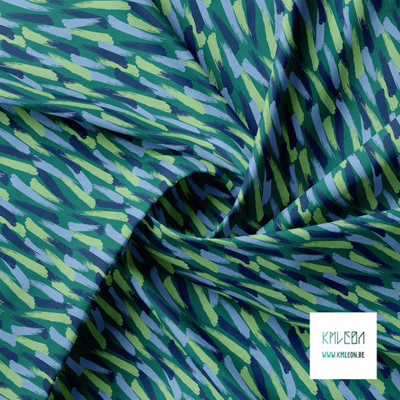 Green and blue brush strokes fabric