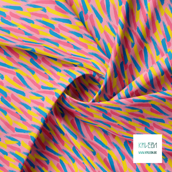 Pink, yellow and blue brush strokes fabric