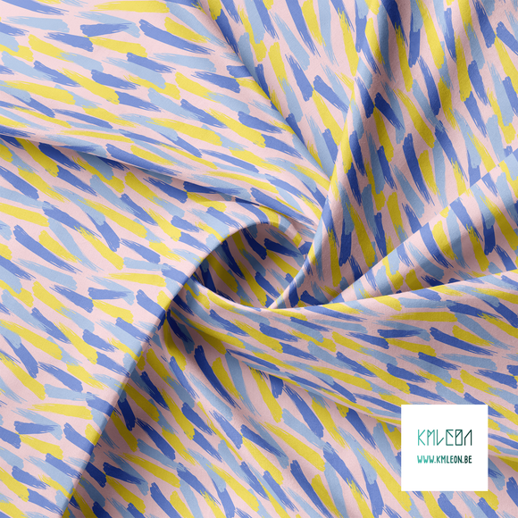 Yellow and periwinkle brush strokes fabric