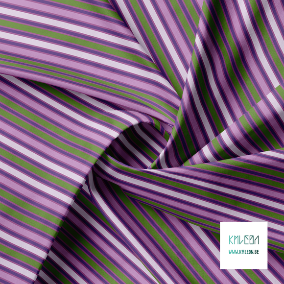 Purple and green vertical stripes fabric