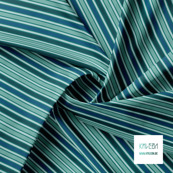 Blue and green vertical stripes fabric
