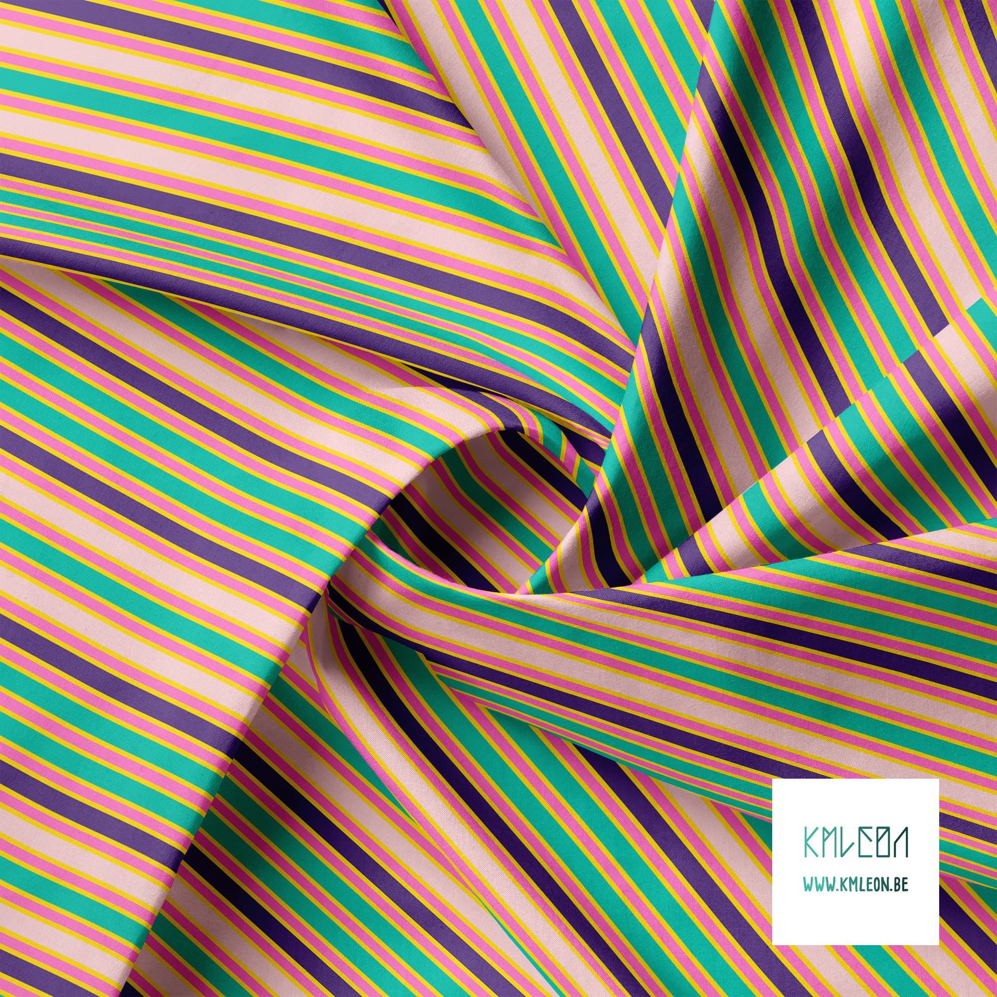 Pink, green and purple vertical stripes fabric