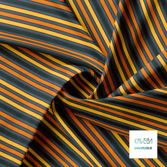 Yellow, orange and green vertical stripes fabric