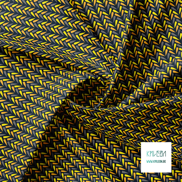 Orange, yellow and grey chevron fabric