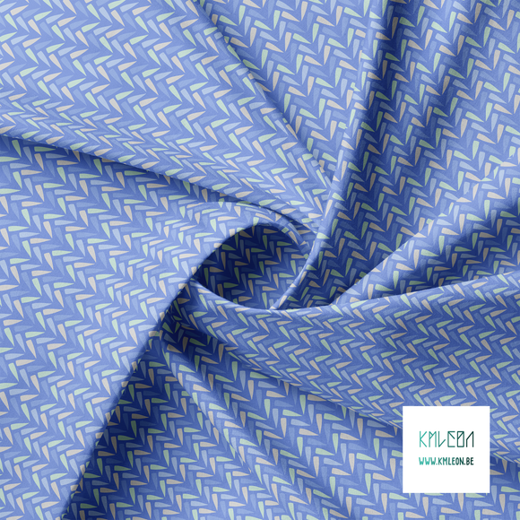 Mint green, grey and periwinkle chevron fabric