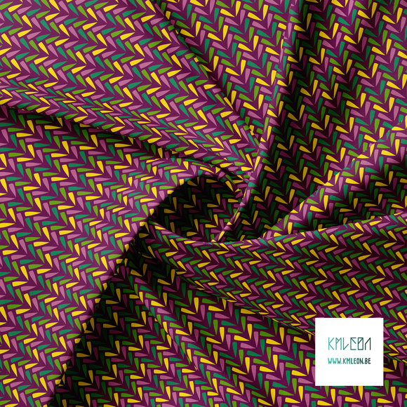 Yellow, pink and green chevron fabric