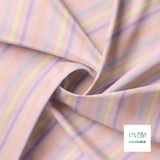 Soft horizontal stripes in orange, blue, purple and yellow fabric