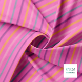Zachte horizontale strepen in roze, groen, geel en paars stof