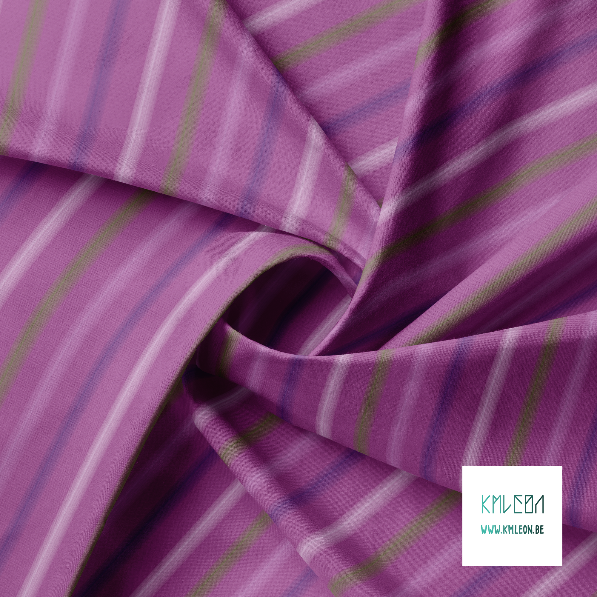 Soft horizontal stripes in purple and green fabric