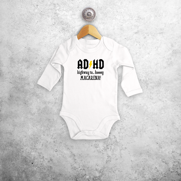 'ADHD - Highway to… heeeey MACARENA!' baby kruippakje met lange mouwen