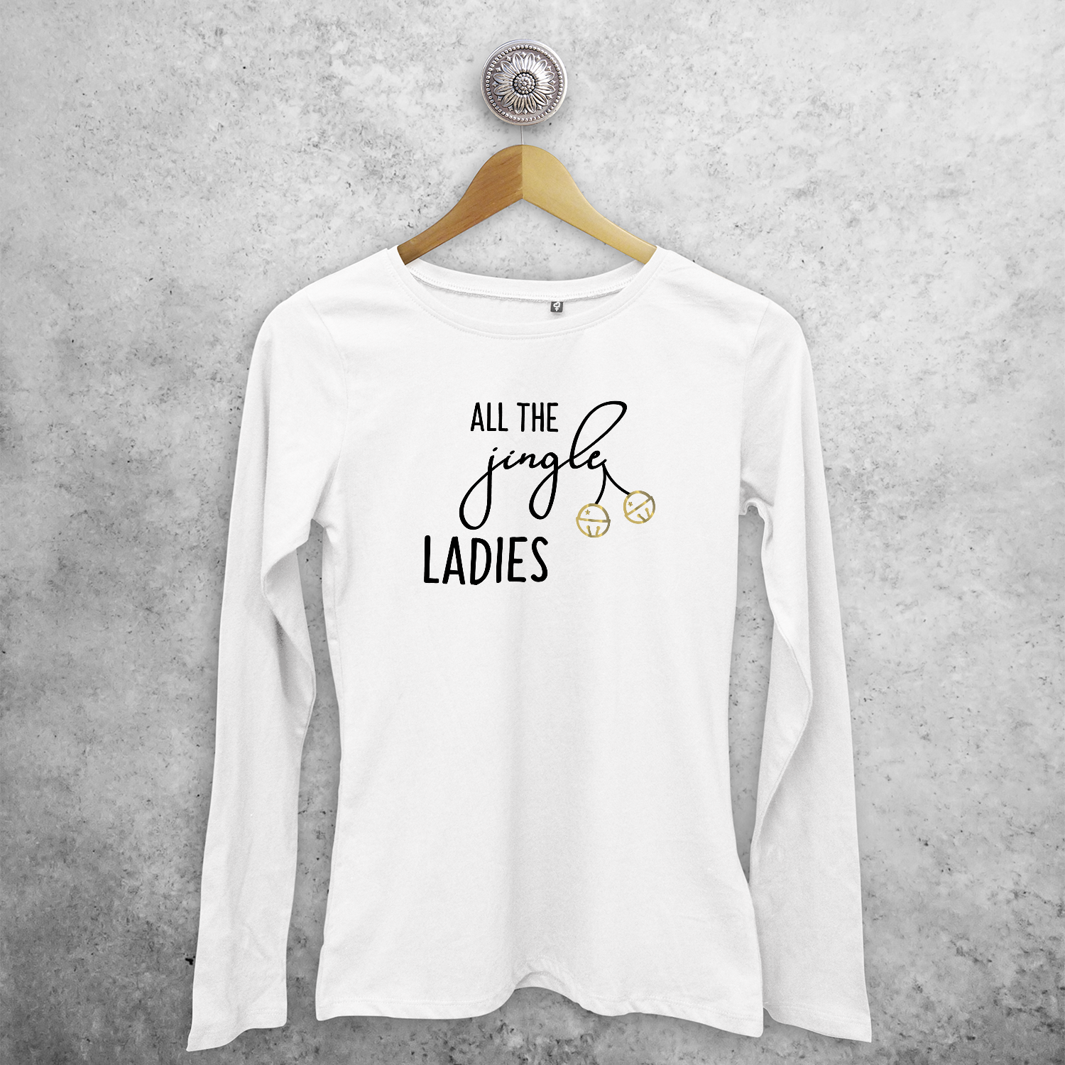 Adult shirt with long sleeves, with ‘All the jingle ladies’ print by KMLeon.