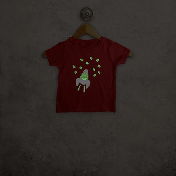 Astronaut glow in the dark baby shirt met korte mouwen