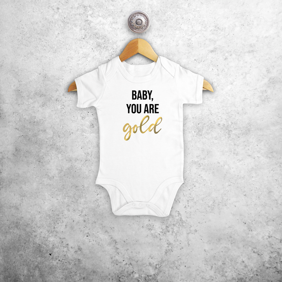 'Baby you are gold' baby kruippakje met korte mouwen